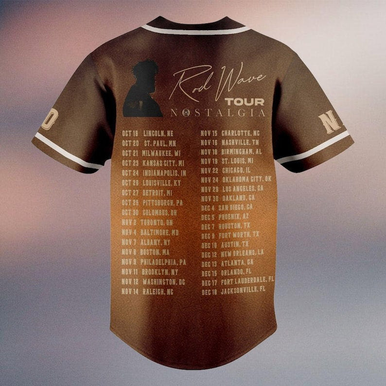 Rod Wave Baseball Jersey, Nostalgia 2023 Tour Shirt - lylyprint.com baseball jersey product view 3