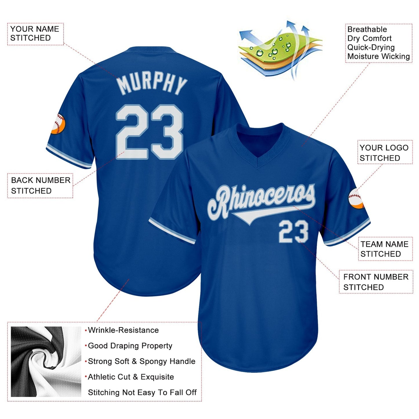 Custom Royal White-Light Blue Authentic Throwback Rib-Knit Baseball Jersey Shirt baseball jersey product view 4