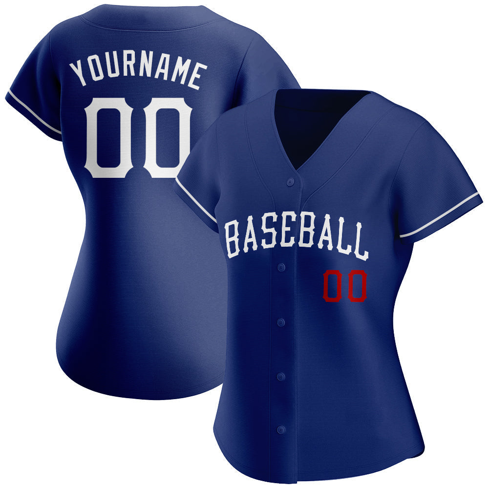 Custom Royal White-Red Authentic Baseball Jersey baseball jersey product view 2