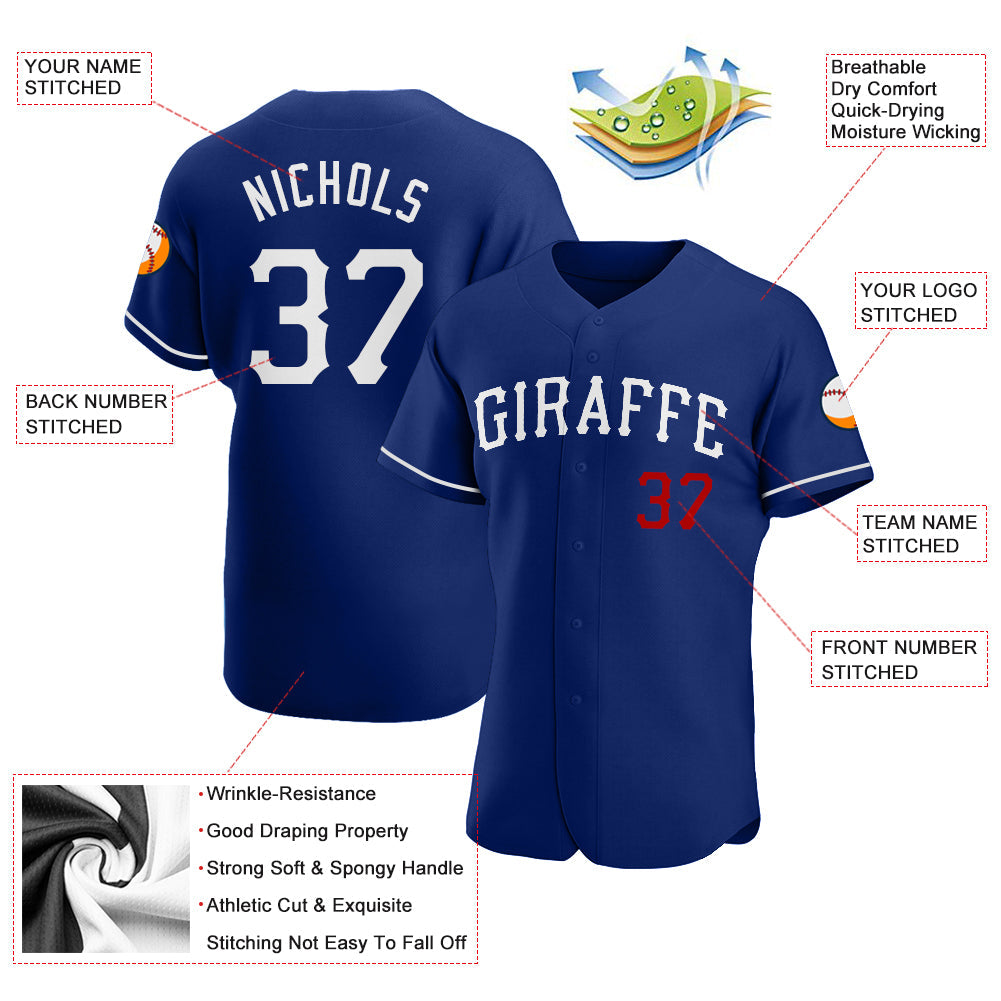 Custom Royal White-Red Authentic Baseball Jersey baseball jersey product view 3