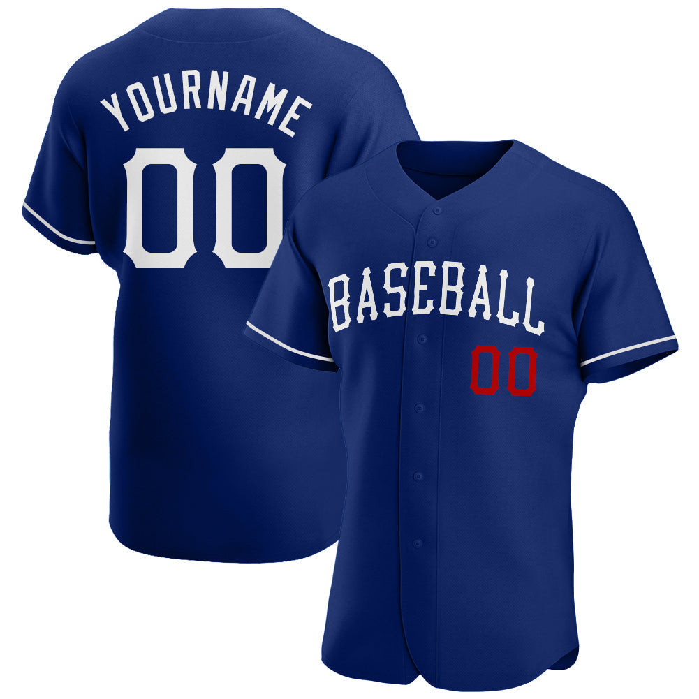 Custom Royal White-Red Authentic Baseball Jersey baseball jersey product view 1