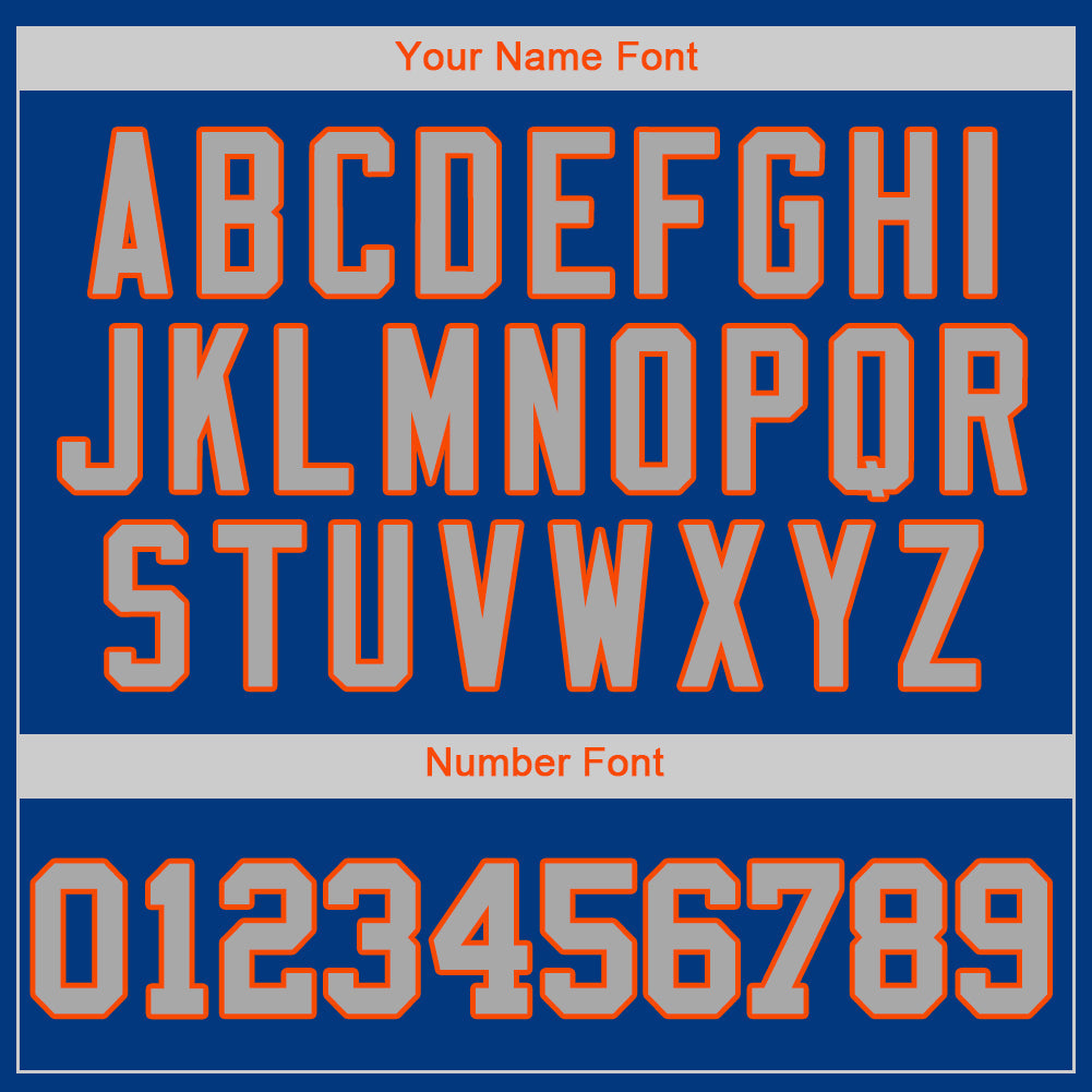 Custom Royal Gray-Orange Authentic Baseball Jersey baseball jersey product view 4