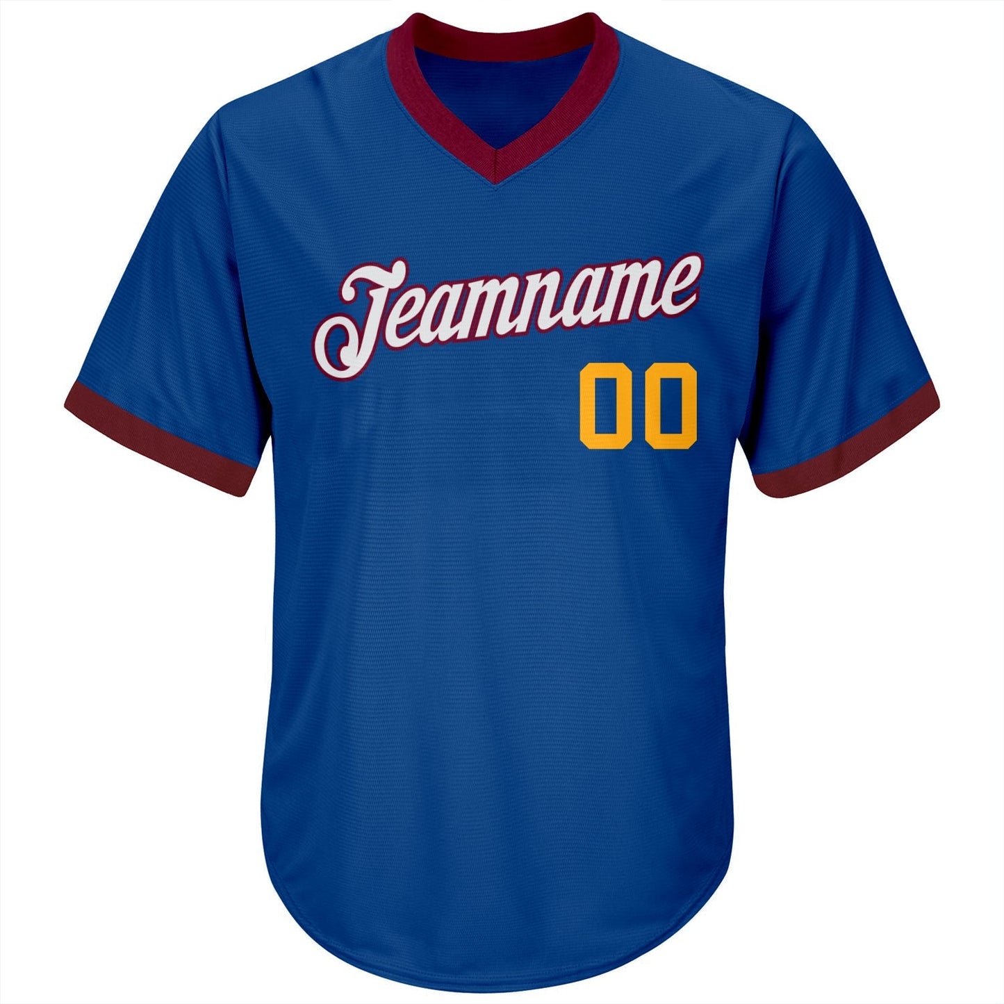 Custom Royal Gold-Maroon Authentic Throwback Rib-Knit Baseball Jersey Shirt baseball jersey product view 2