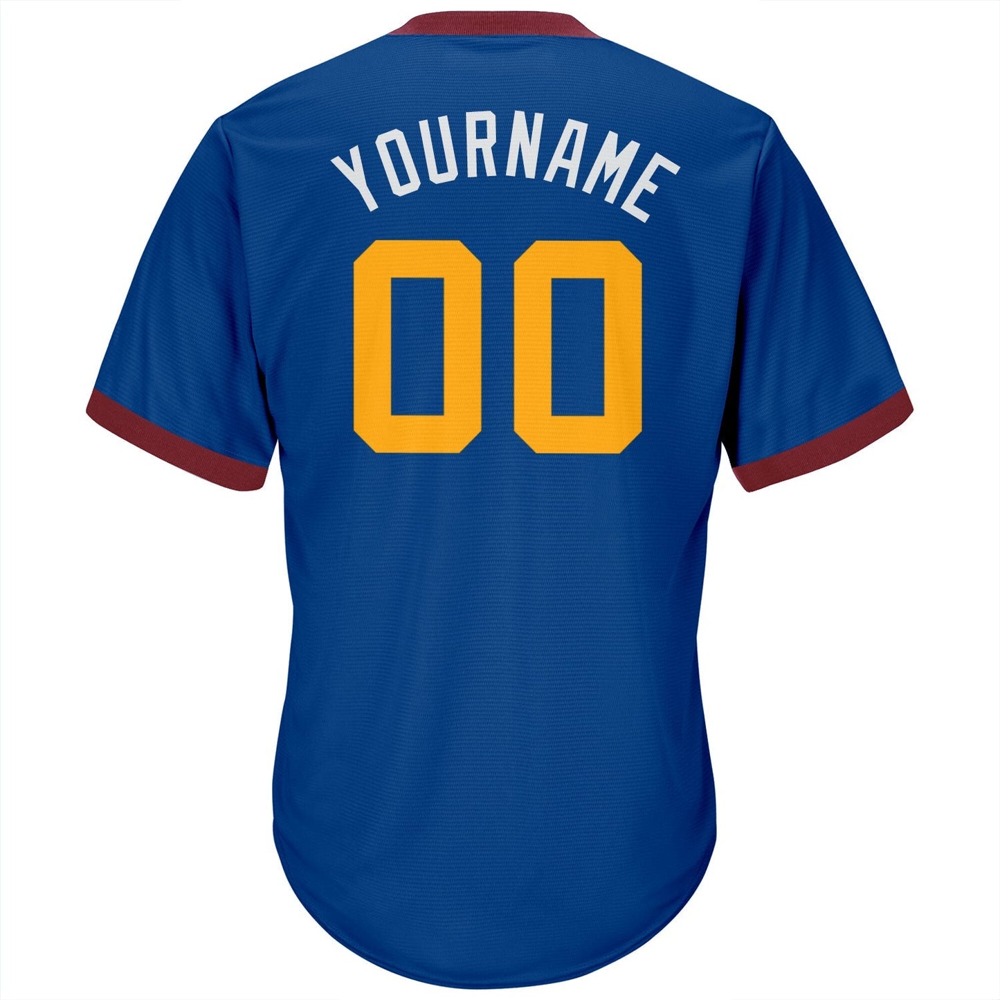 Custom Royal Gold-Maroon Authentic Throwback Rib-Knit Baseball Jersey Shirt baseball jersey product view 3