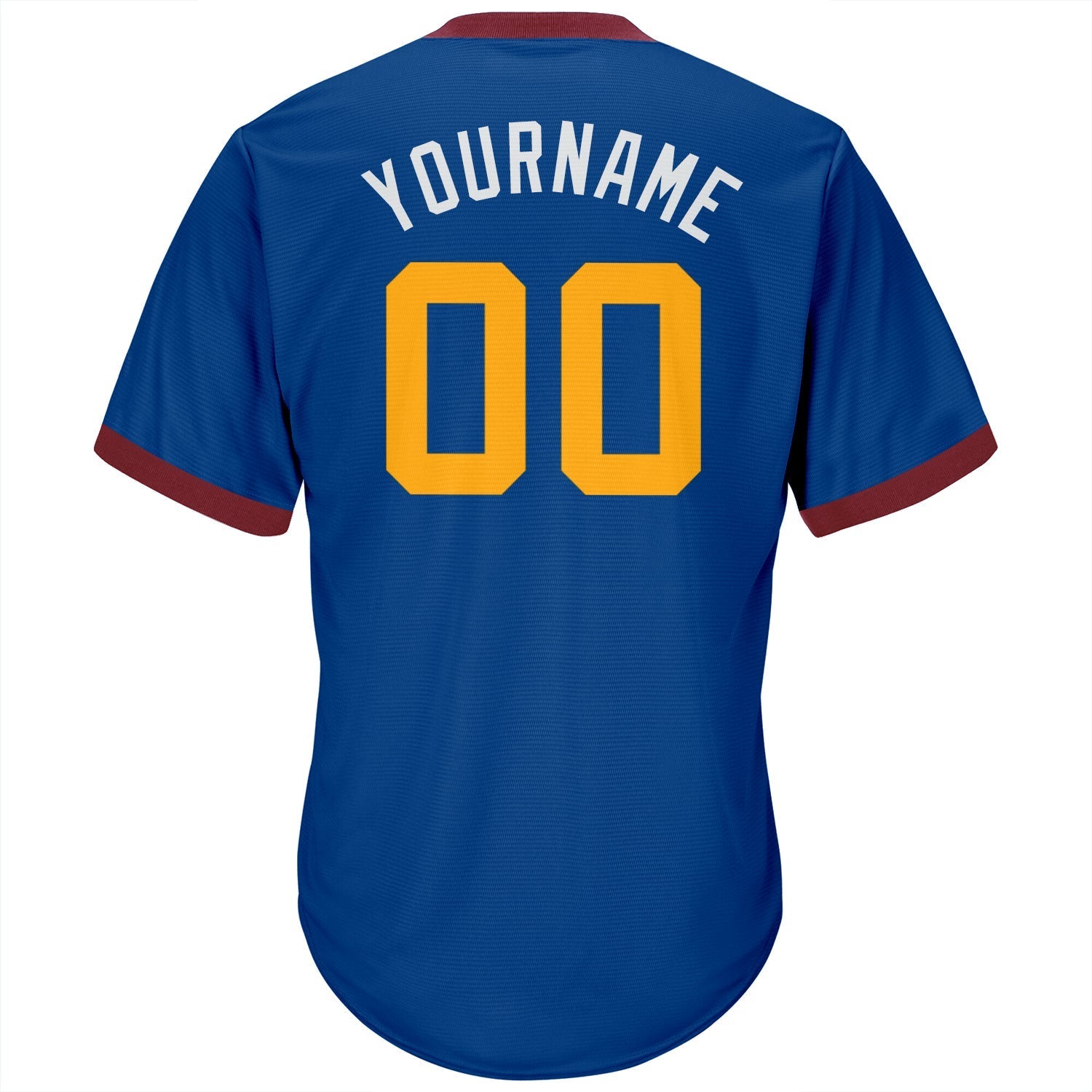 Custom Royal Gold-Maroon Authentic Throwback Rib-Knit Baseball Jersey Shirt baseball jersey product view 3