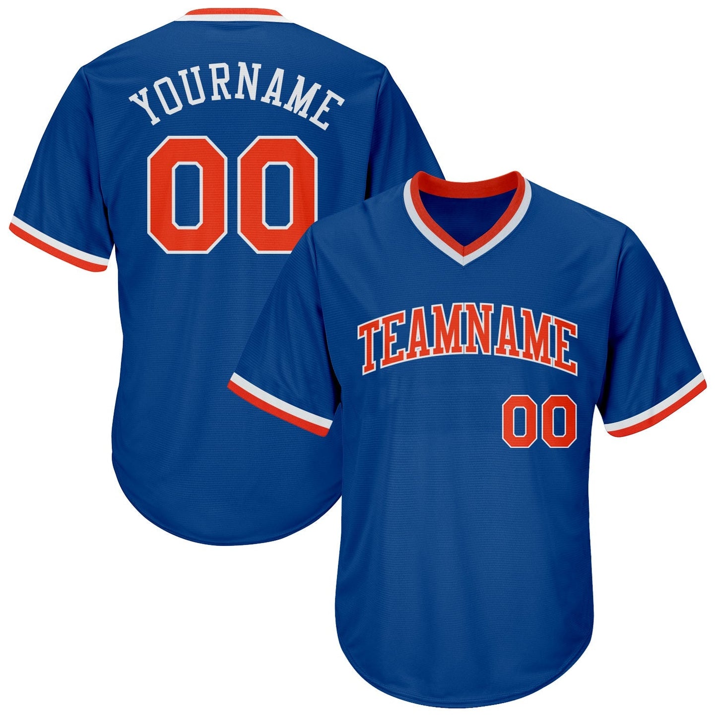 Custom Royal Orange-White Authentic Throwback Rib-Knit Baseball Jersey Shirt baseball jersey product view 1