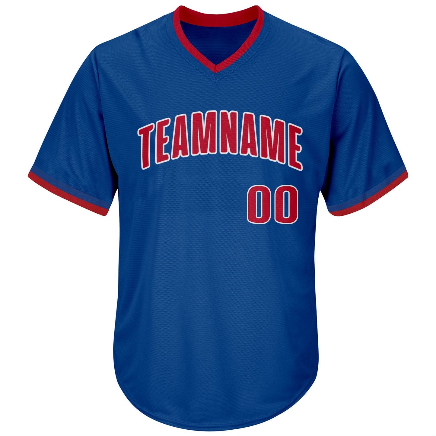 Custom Royal Red-White Authentic Throwback Rib-Knit Baseball Jersey Shirt baseball jersey product view 2
