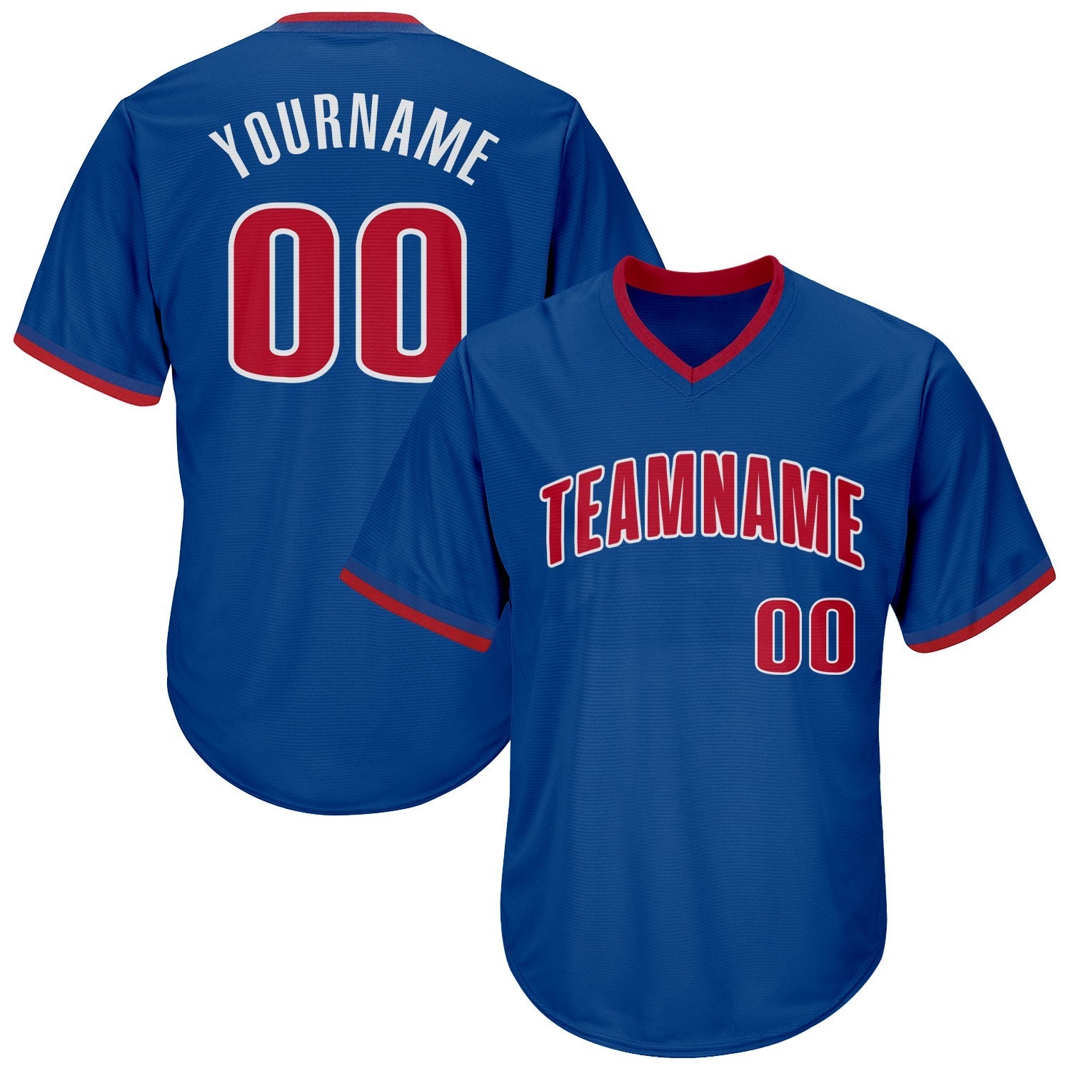 Custom Royal Red-White Authentic Throwback Rib-Knit Baseball Jersey Shirt baseball jersey product view 1