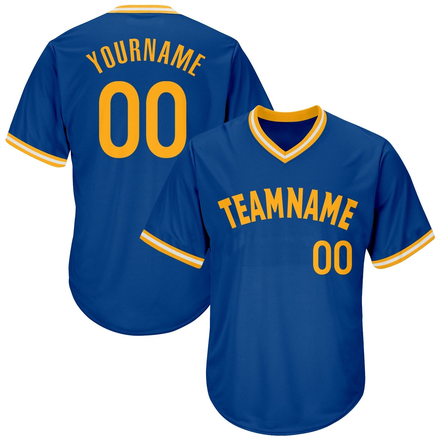 Custom Royal Gold-White Authentic Throwback Rib-Knit Baseball Jersey Shirt baseball jersey product view 1