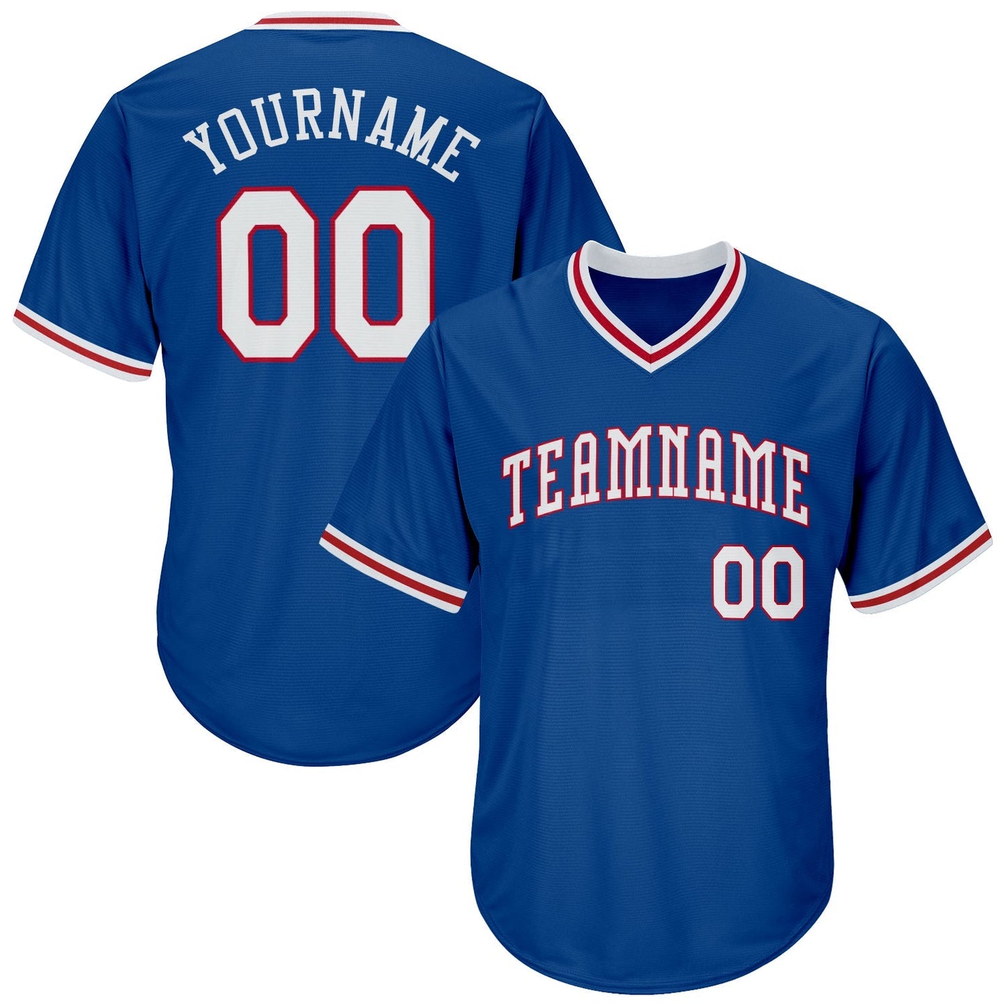 Custom Royal White-Red Authentic Throwback Rib-Knit Baseball Jersey Shirt baseball jersey product view 1