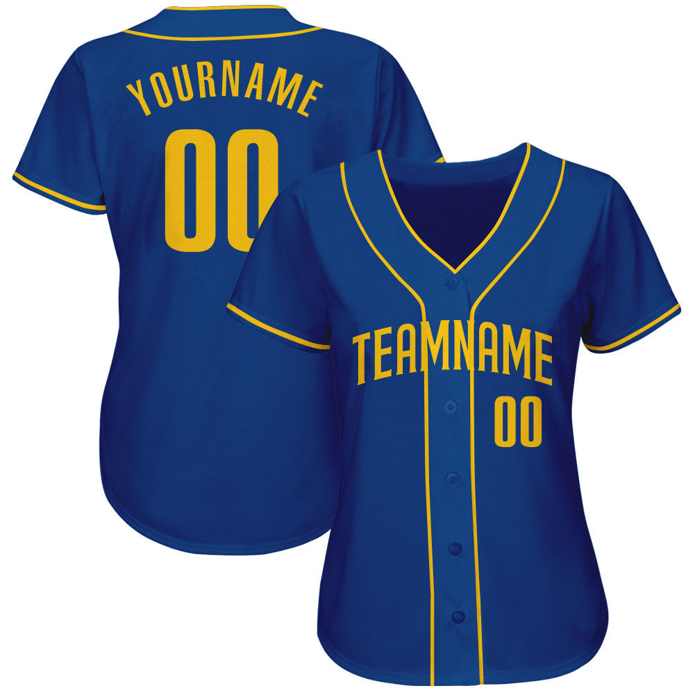Custom Royal Gold Authentic Baseball Jersey baseball jersey product view 2