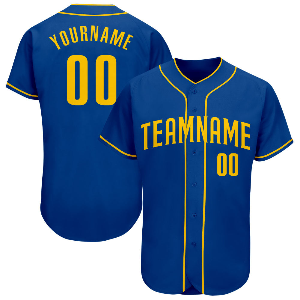 Custom Royal Gold Authentic Baseball Jersey baseball jersey product view 1