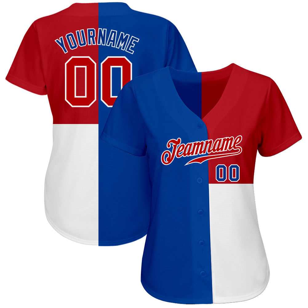 Custom Royal Red-White 3D Pattern Design Multicolor Authentic Baseball Jersey baseball jersey product view 2