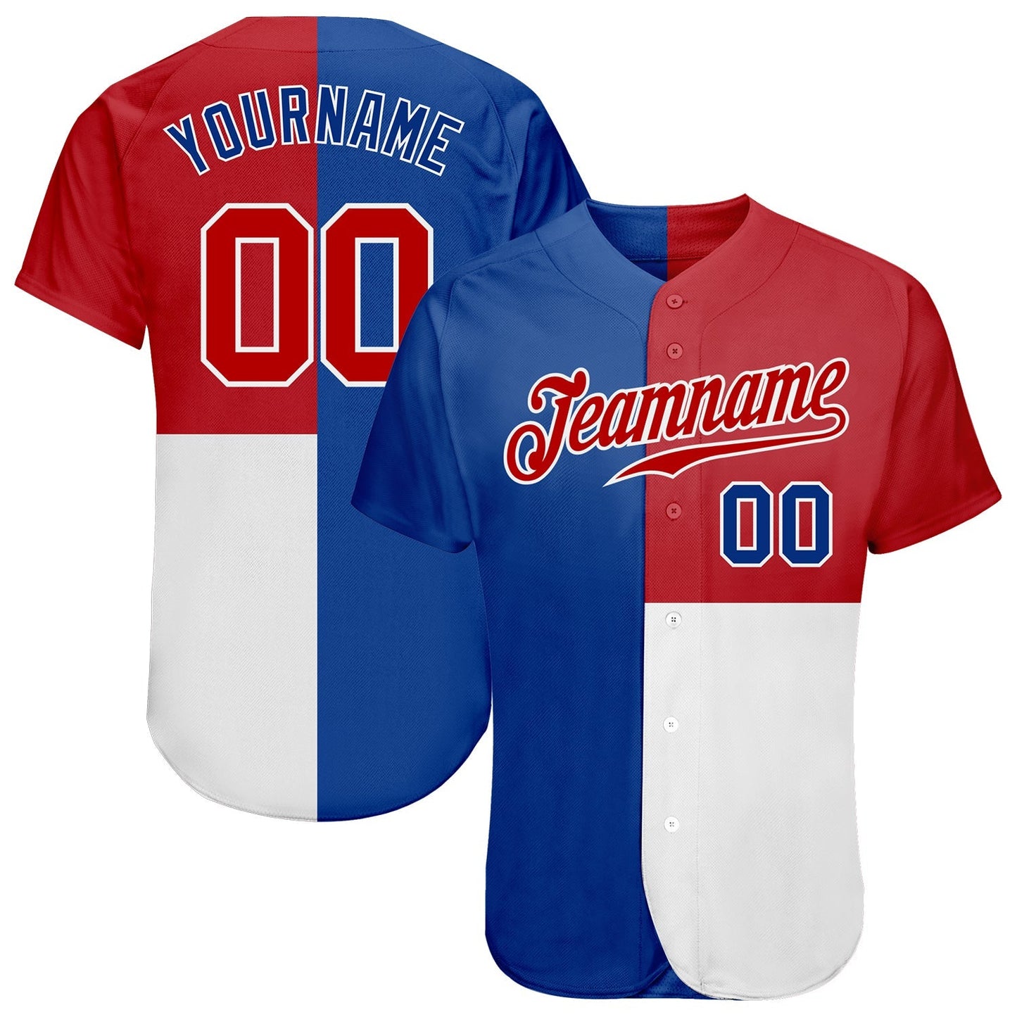 Custom Royal Red-White 3D Pattern Design Multicolor Authentic Baseball Jersey baseball jersey product view 1