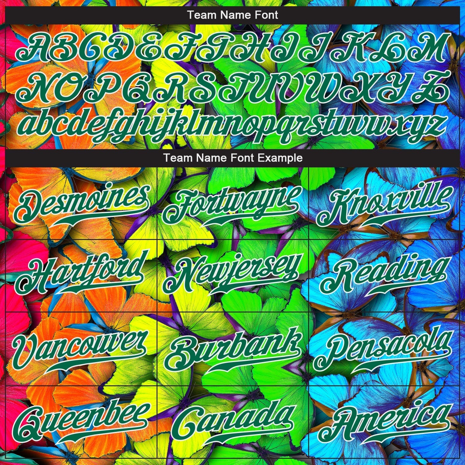 Custom Royal Kelly Green-White 3D Pattern Design Multicolored Butterflies Authentic Baseball Jersey baseball jersey product view 4