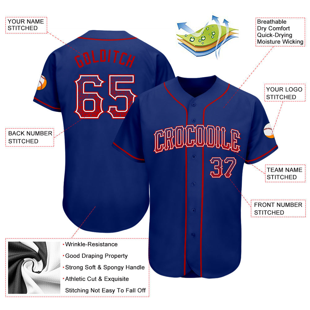 Custom Royal Red-White Authentic Drift Fashion Baseball Jersey baseball jersey product view 3
