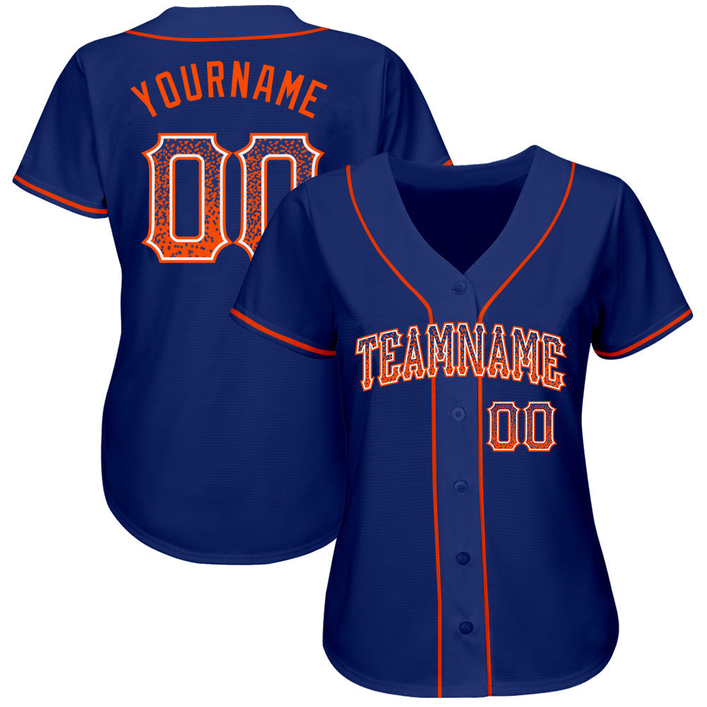 Custom Royal Orange-White Authentic Drift Fashion Baseball Jersey baseball jersey product view 2