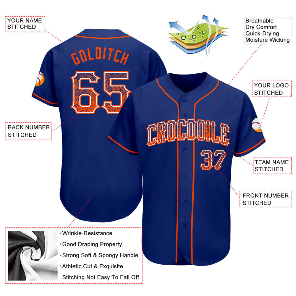 Custom Royal Orange-White Authentic Drift Fashion Baseball Jersey baseball jersey product view 3