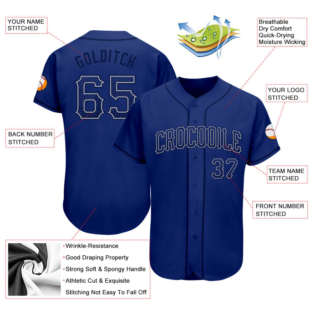 Custom Royal Navy-Gray Authentic Drift Fashion Baseball Jersey baseball jersey product view 3