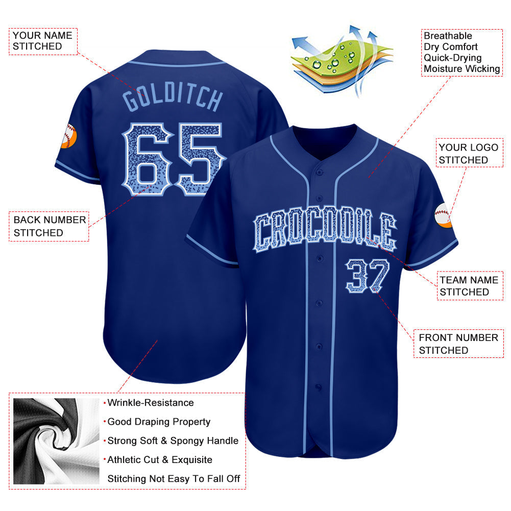 Custom Royal Light Blue-White Authentic Drift Fashion Baseball Jersey baseball jersey product view 3