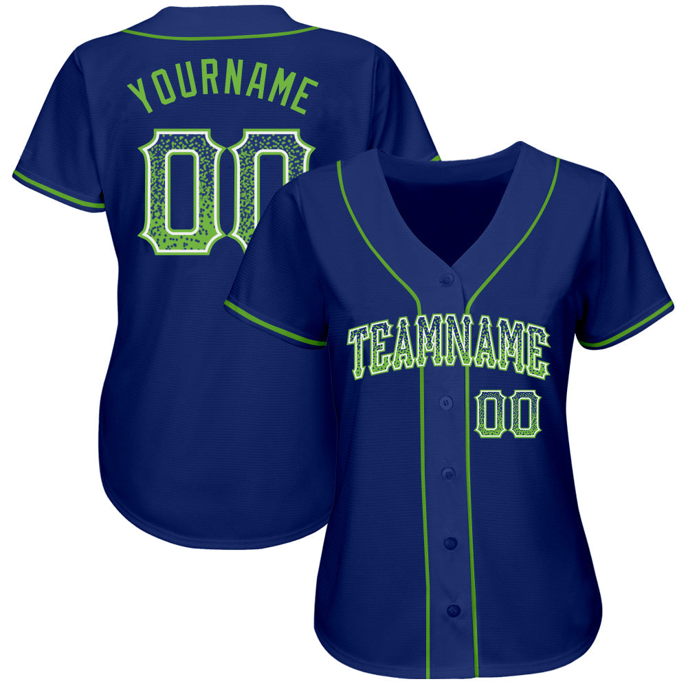 Custom Royal Neon Green-White Authentic Drift Fashion Baseball Jersey baseball jersey product view 2