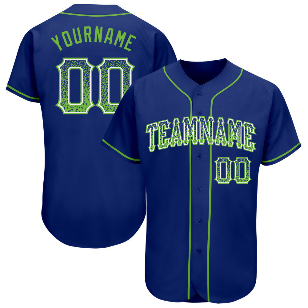 Custom Royal Neon Green-White Authentic Drift Fashion Baseball Jersey baseball jersey product view 1