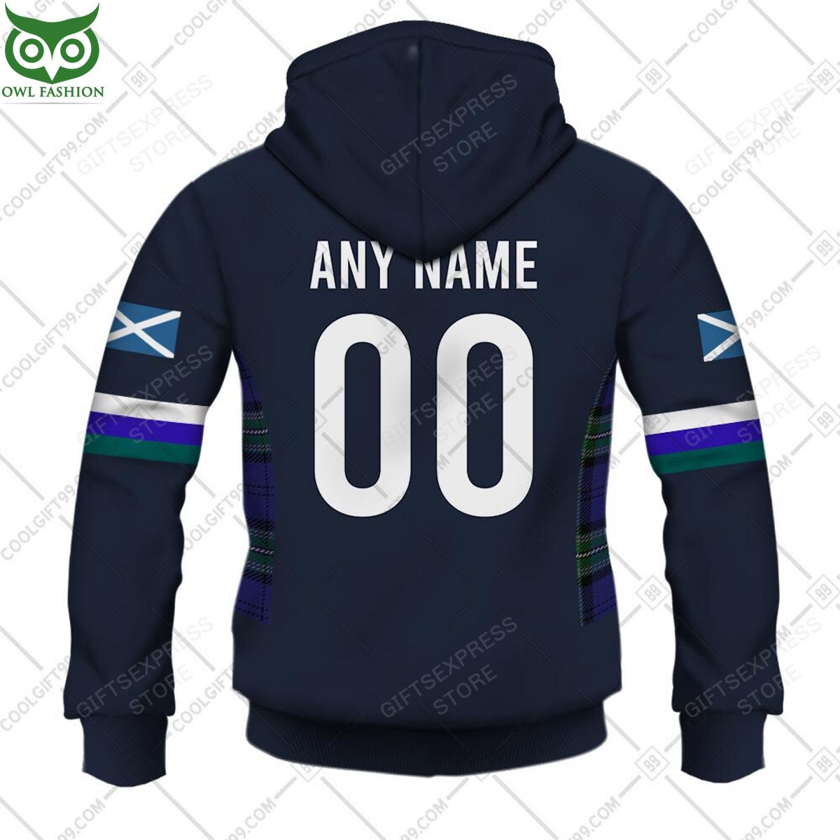 Rugby World Cup Scotland Home Jersey Personalized 3D Hoodie Tshirt sports jersey product view 2