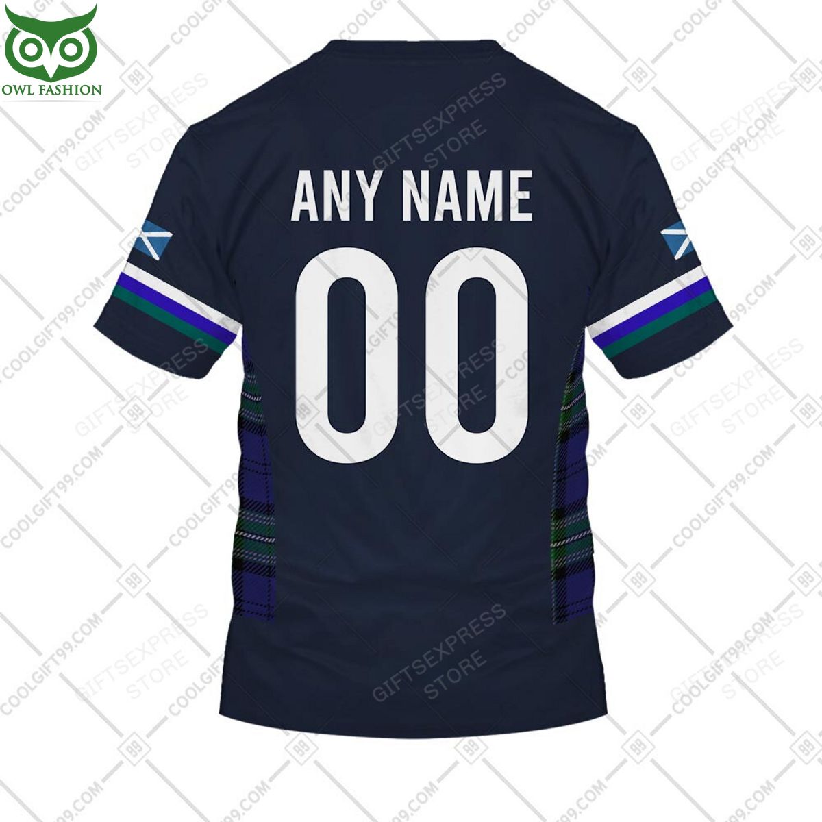 Rugby World Cup Scotland Home Jersey Personalized 3D Hoodie Tshirt sports jersey product view 3