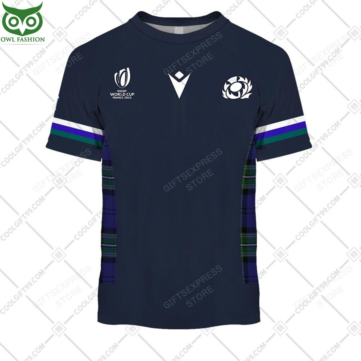 Rugby World Cup Scotland Home Jersey Personalized 3D Hoodie Tshirt sports jersey product view 5