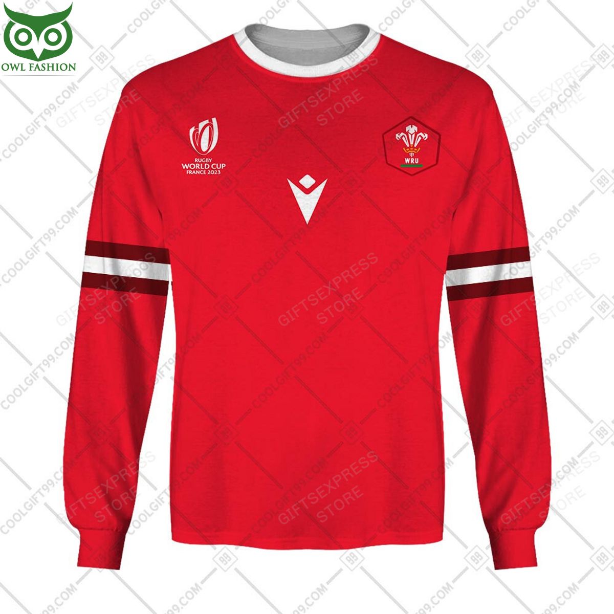 Rugby World Cup Wales Home Jersey Personalized 3D Hoodie Tshirt sports jersey product view 2