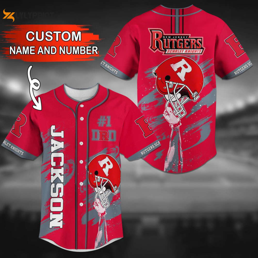 Rutgers Scarlet Knights Personalized Baseball Jersey - lylyprint.com baseball jersey product view 1