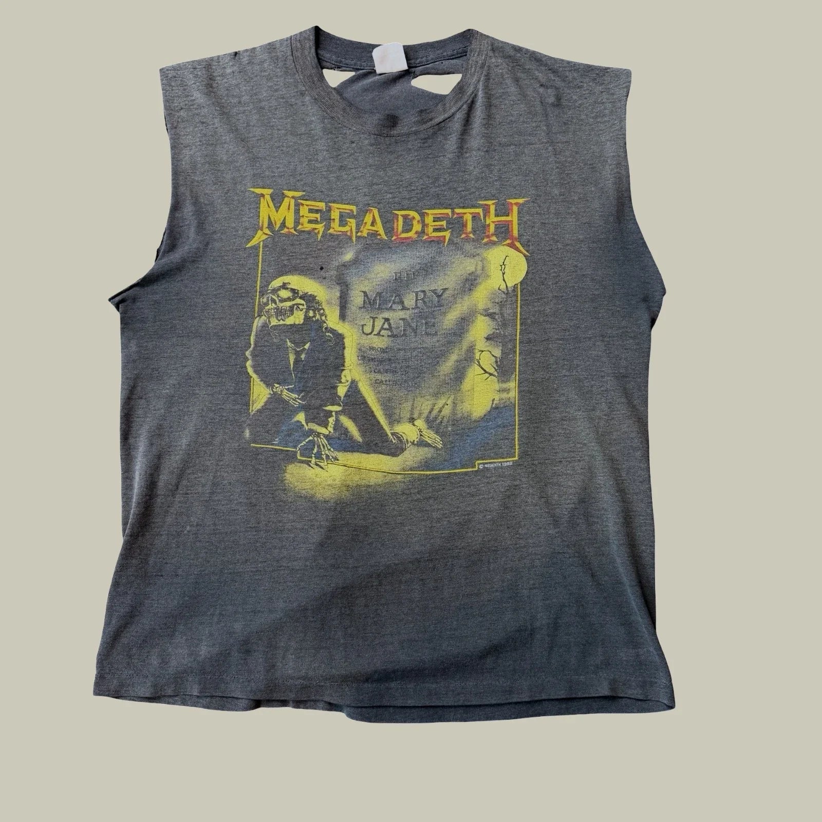 VINTAGE XL 80S 1988 DISTRESSED FADED MEGADETH RIP MARY JANE CUT-OFF T-SHIRT Unisex T-shirt, Sweatshirt, Hoodie, Long Sleeve Tee - T-Shirt, Sweatshirt, Hoodie