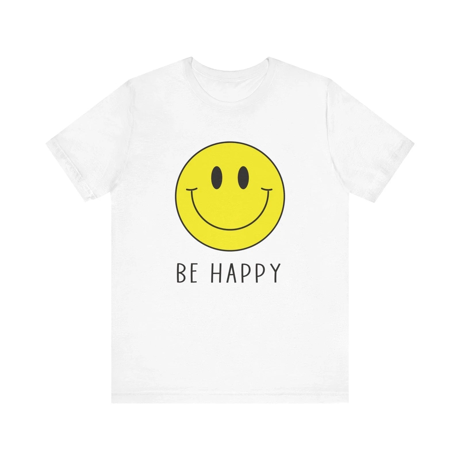 Unisex Be Happy Yellow Smile Face Shirt Happy Face Cute Hippie 70s T-Shirt Unisex T-shirt, Sweatshirt, Hoodie, Long Sleeve Tee - T-Shirt, Sweatshirt, Hoodie
