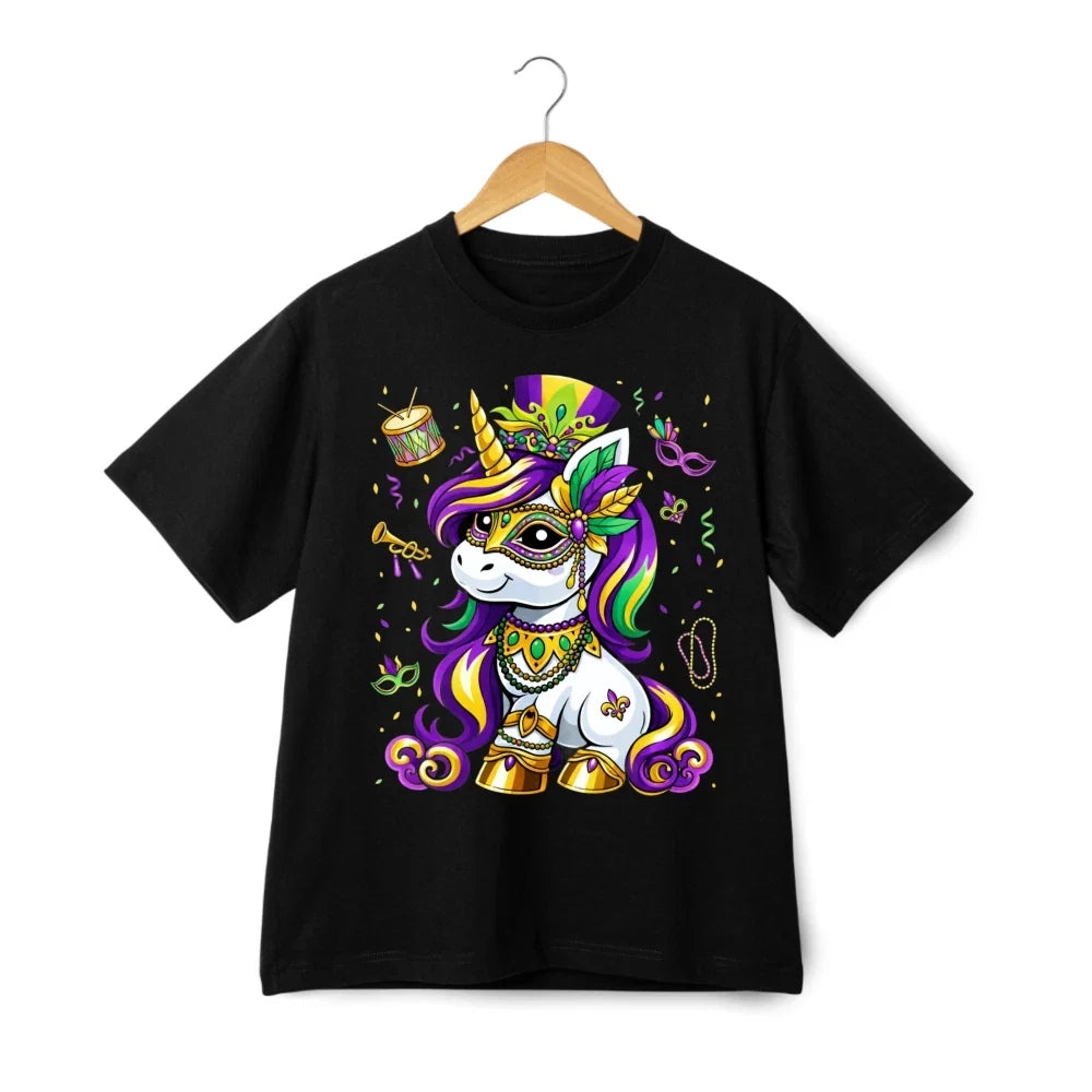Mardi Gras Unicorn Graphic T-Shirt Carnival Fantasy Cute Party Tee Unisex Unisex T-shirt, Sweatshirt, Hoodie, Long Sleeve Tee - T-Shirt, Sweatshirt, Hoodie