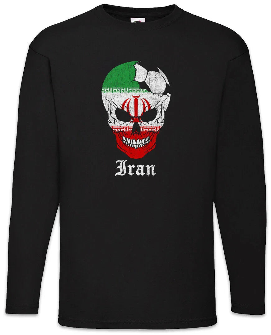 Iran Football Skull I Men's Long Sleeve T-Shirt Iranian Soccer Flag World Unisex T-shirt, Sweatshirt, Hoodie, Long Sleeve Tee - T-Shirt, Sweatshirt, Hoodie