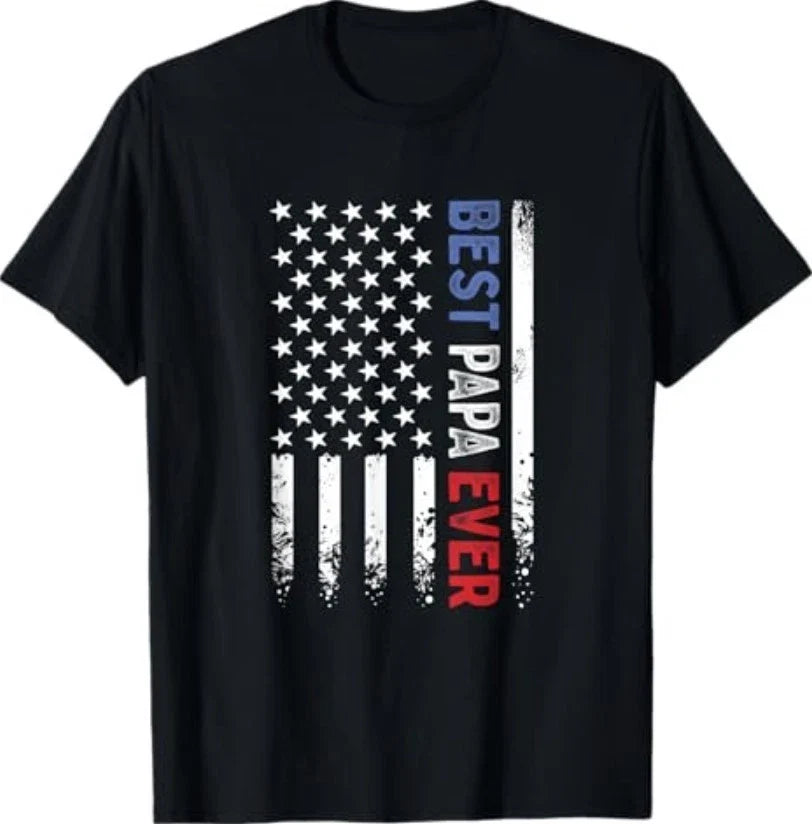 Father's Day Best Papa Ever with US American Flag T-Shirt Unisex T-shirt, Sweatshirt, Hoodie, Long Sleeve Tee - T-Shirt, Sweatshirt, Hoodie