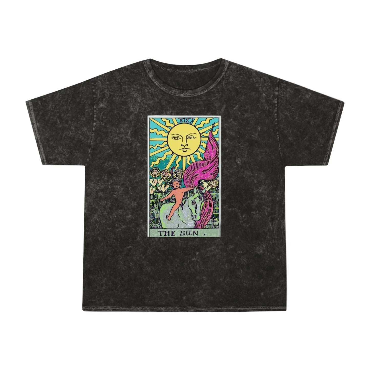 The Sun Tarot Mineral Wash T-Shirt  Mystical Graphic Tee, Soft Cotton Unisex T-shirt, Sweatshirt, Hoodie, Long Sleeve Tee - T-Shirt, Sweatshirt, Hoodie