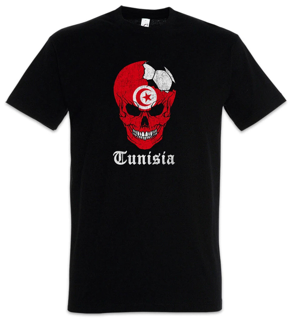 Tunisia Football Skull I T-Shirt tunisian Soccer Flag Banner World Championship Unisex T-shirt, Sweatshirt, Hoodie, Long Sleeve Tee - T-Shirt, Sweatshirt, Hoodie