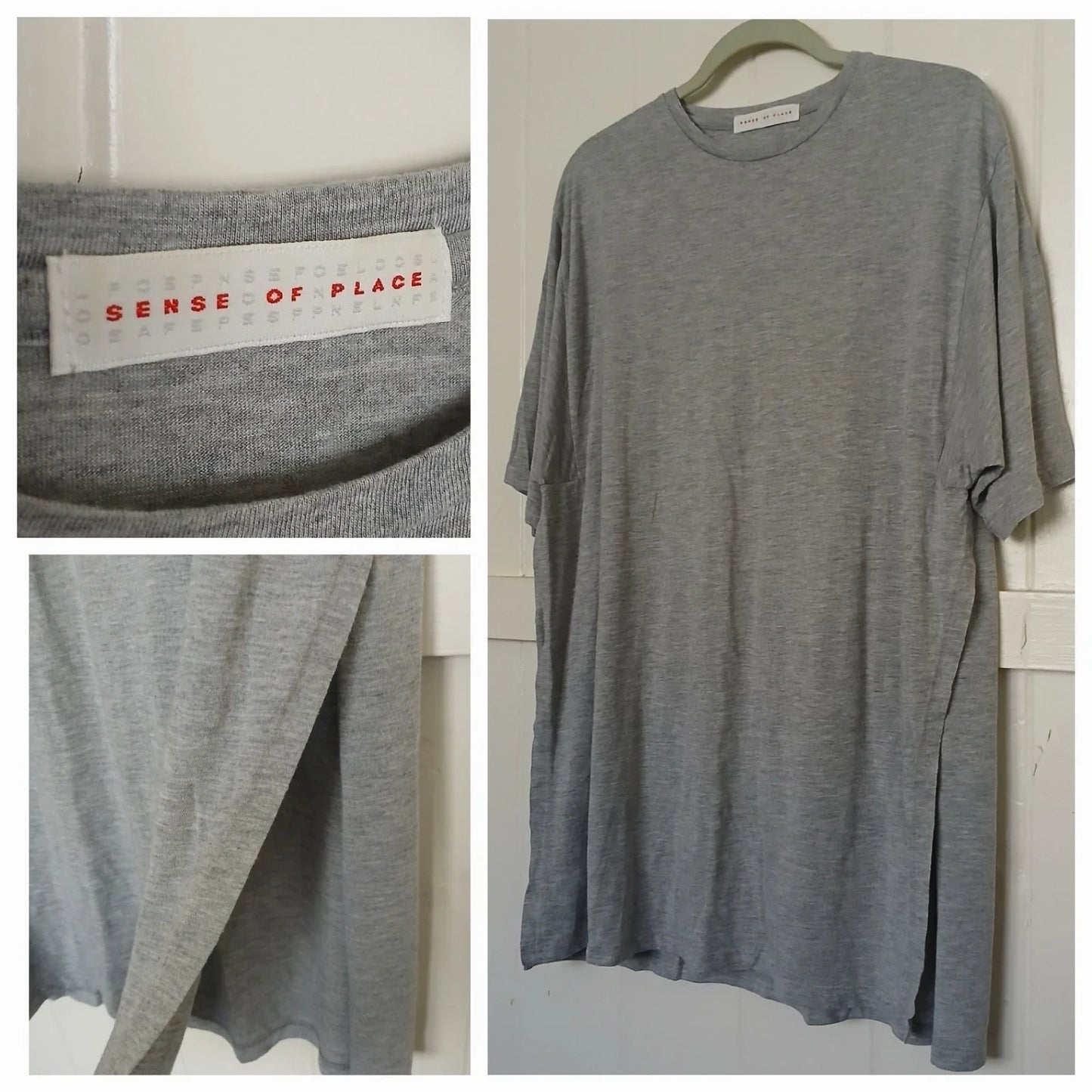 Sense of Place T-Shirt by Urban Research  Japan Side Slits Gray Minimalist OS Unisex T-shirt, Sweatshirt, Hoodie, Long Sleeve Tee - T-Shirt, Sweatshirt, Hoodie