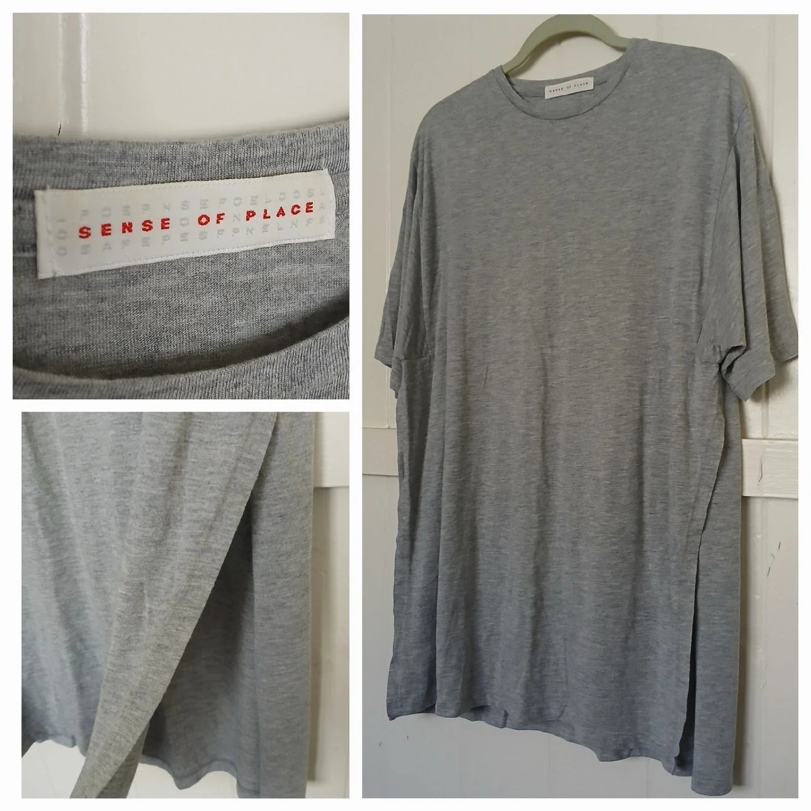 Sense of Place T-Shirt by Urban Research  Japan Side Slits Gray Minimalist OS Unisex T-shirt, Sweatshirt, Hoodie, Long Sleeve Tee - T-Shirt, Sweatshirt, Hoodie