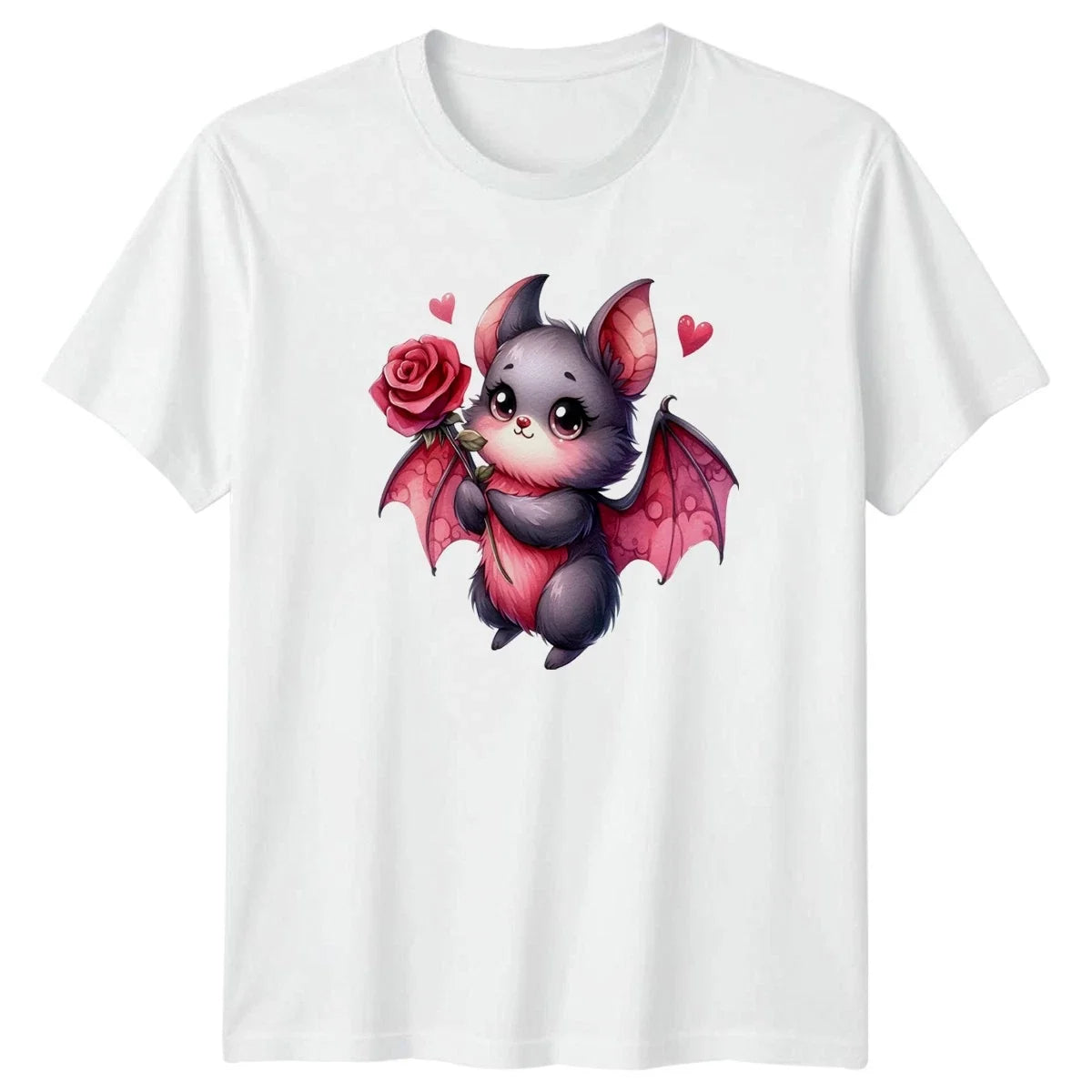 Bat With Rose Valentines Day Mens T-Shirt Womens Tee Graphic Unisex Top Unisex T-shirt, Sweatshirt, Hoodie, Long Sleeve Tee - T-Shirt, Sweatshirt, Hoodie