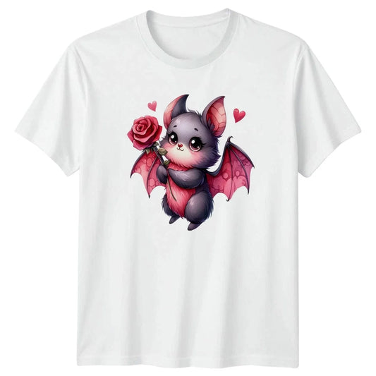 Bat With Rose Valentines Day Mens T-Shirt Womens Tee Graphic Unisex Top Unisex T-shirt, Sweatshirt, Hoodie, Long Sleeve Tee - T-Shirt, Sweatshirt, Hoodie