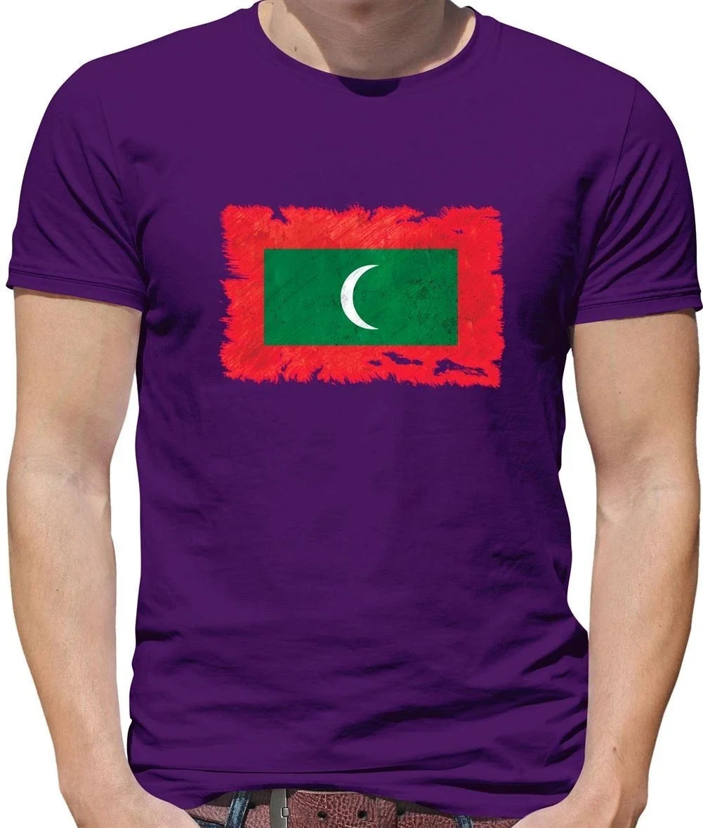 Drapeau Maldives Style Grunge T-Shirt Homme 100% Coton Manches Courtes Unisex T-shirt, Sweatshirt, Hoodie, Long Sleeve Tee - T-Shirt, Sweatshirt, Hoodie