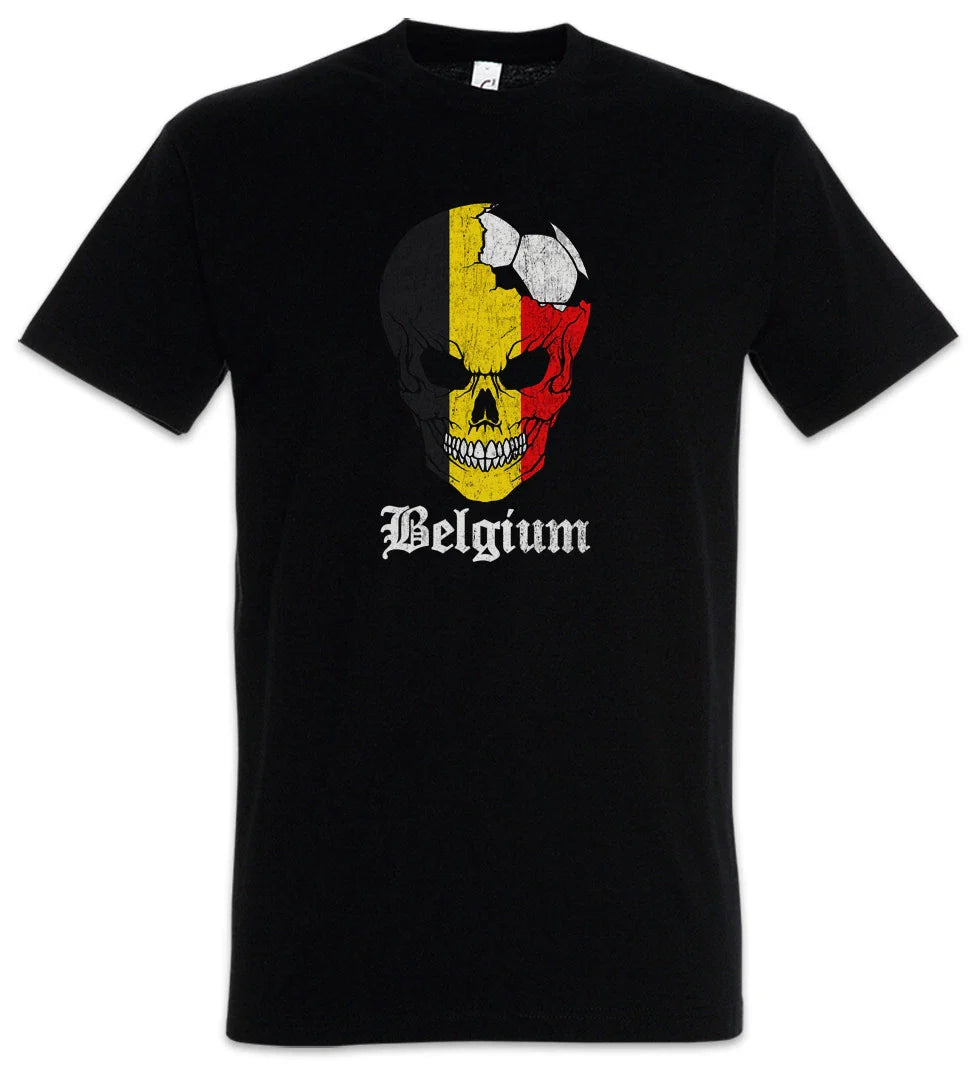 Belgium Football Skull I T-Shirt belgian Soccer Flag Banner World Championship Unisex T-shirt, Sweatshirt, Hoodie, Long Sleeve Tee - T-Shirt, Sweatshirt, Hoodie