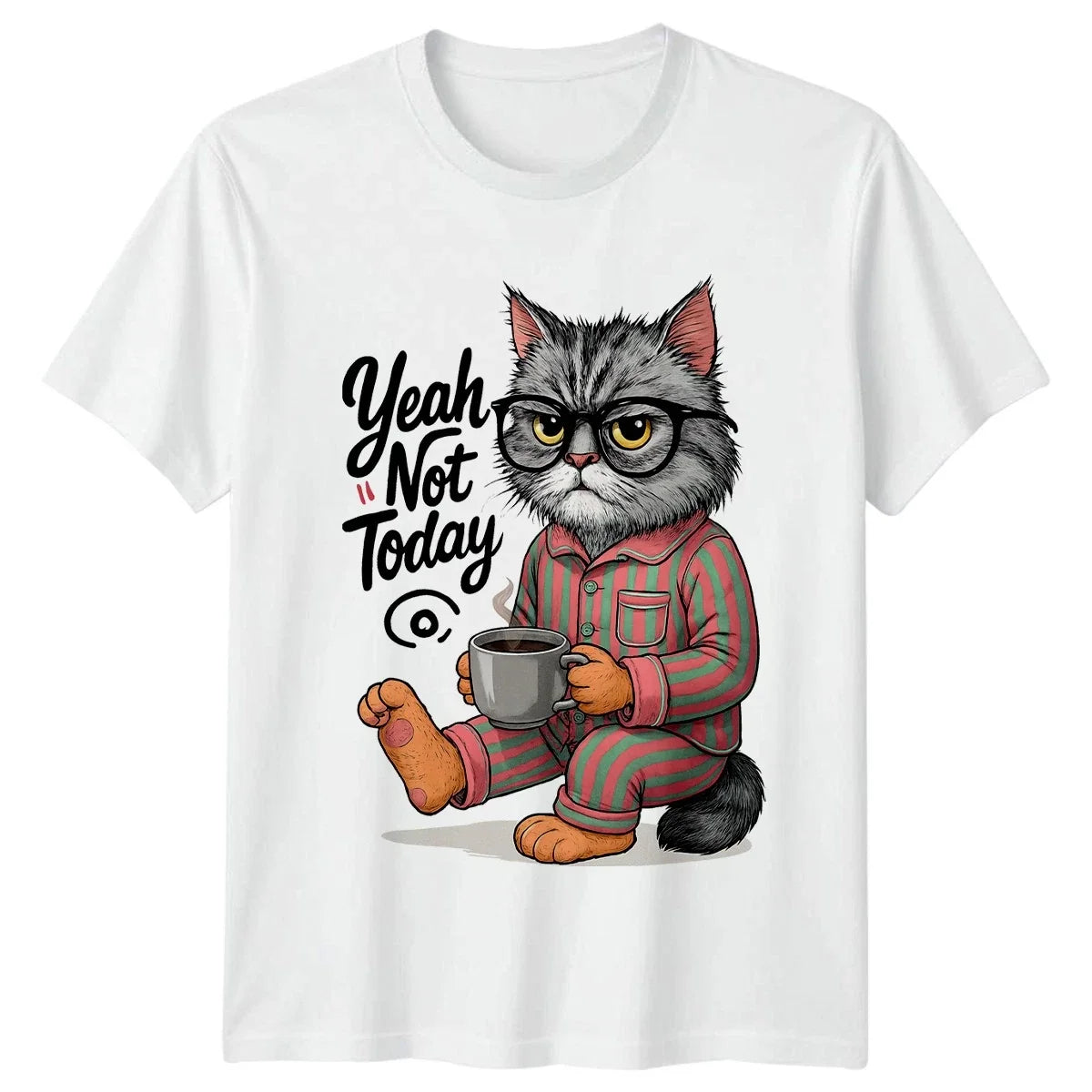 Yeah Not Today T-Shirt Lazy Cat Animal Birthday Gift For Him And Her Unisex T-shirt, Sweatshirt, Hoodie, Long Sleeve Tee - T-Shirt, Sweatshirt, Hoodie