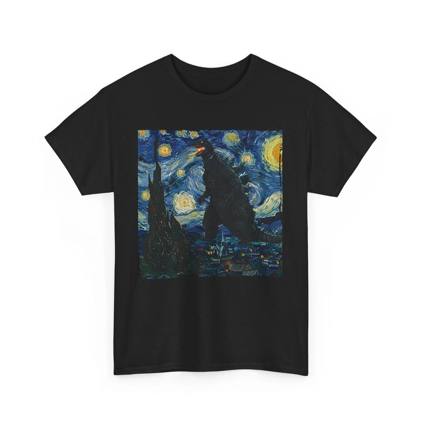 Godzilla STARRY NIGHT Shirt | Van Goghs Starry Night Aesthetic Fashion Unisex T-shirt, Sweatshirt, Hoodie, Long Sleeve Tee - T-Shirt, Sweatshirt, Hoodie