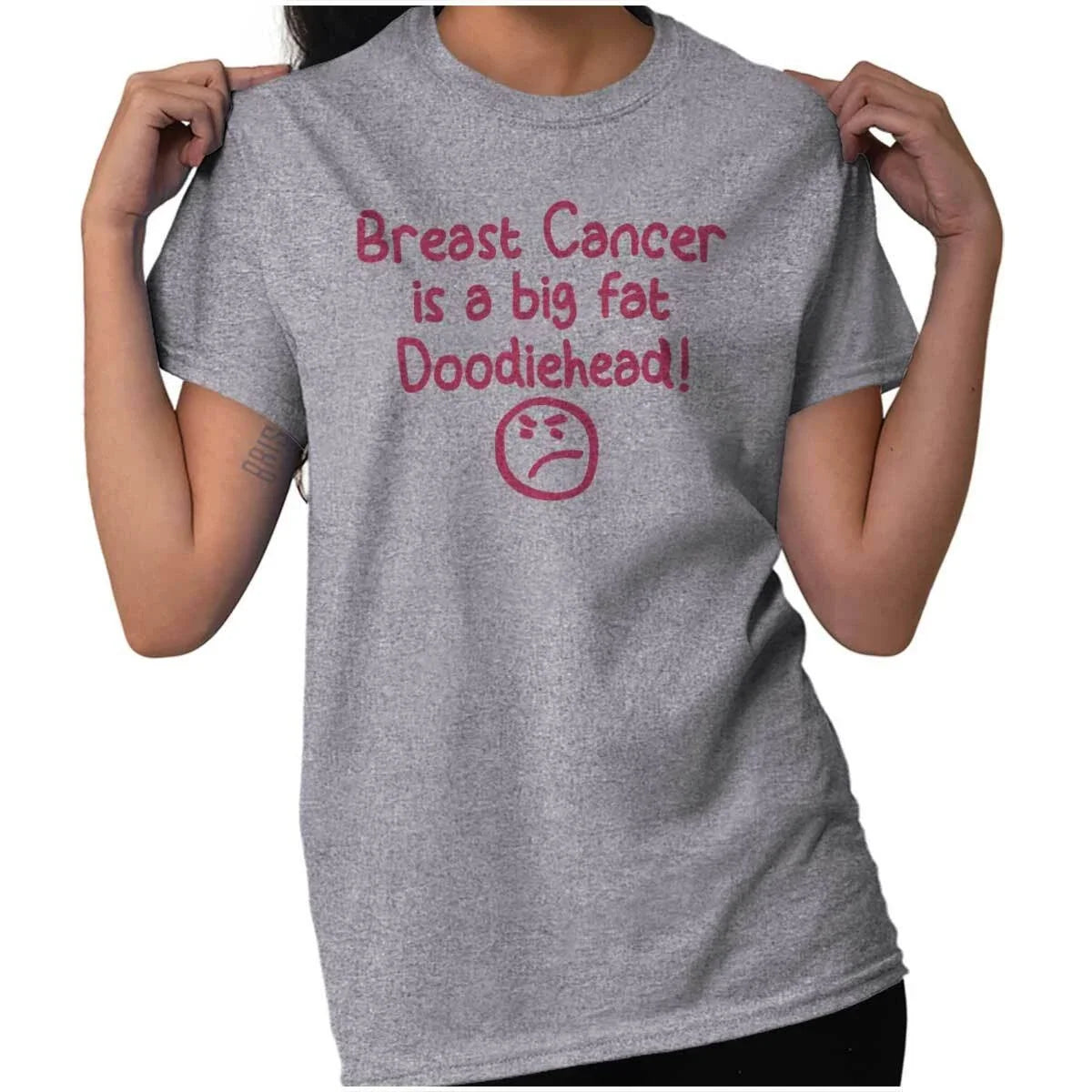Funny Breast Cancer Fighter Awareness Cute Womens or Mens Crewneck T Shirt Tee Unisex T-shirt, Sweatshirt, Hoodie, Long Sleeve Tee - T-Shirt, Sweatshirt, Hoodie