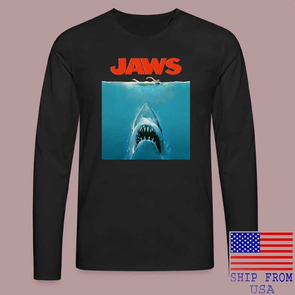 JAWS Retro Movie Black Size S-2XL Unisex T-shirt, Sweatshirt, Hoodie, Long Sleeve Tee - T-Shirt, Sweatshirt, Hoodie