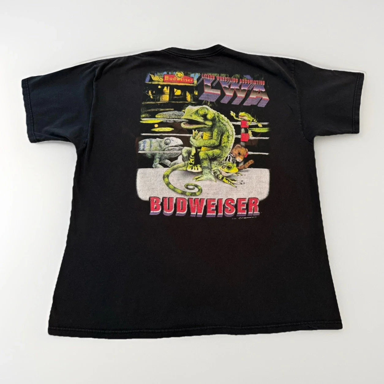 Vintage 90s Budweiser Lizard T Shirt Mens S-5XL USA Double Sided Graphic Beer Unisex T-shirt, Sweatshirt, Hoodie, Long Sleeve Tee - T-Shirt, Sweatshirt, Hoodie