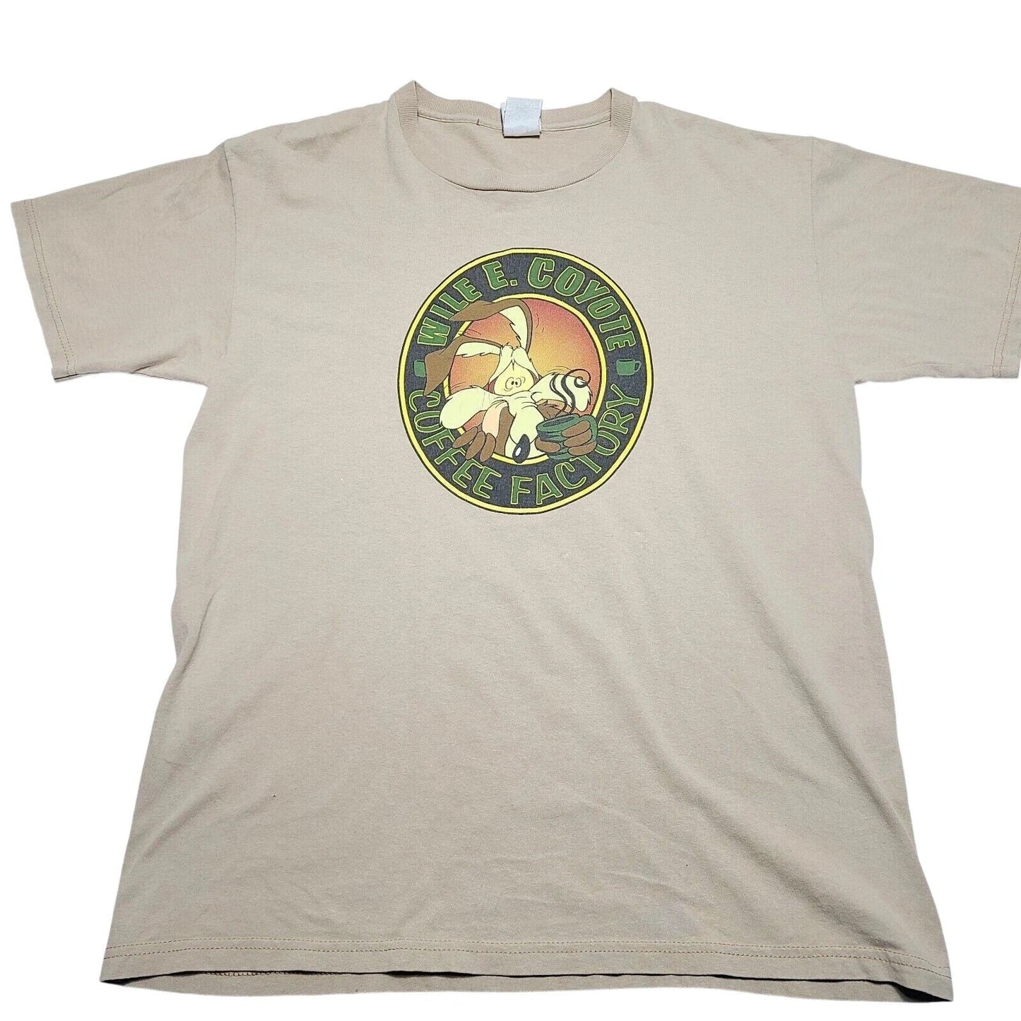 Vintage Wile E. Coyote Coffee Factory Six Flags Amusement Park T-Shirt Large 90s Unisex T-shirt, Sweatshirt, Hoodie, Long Sleeve Tee - T-Shirt, Sweatshirt, Hoodie